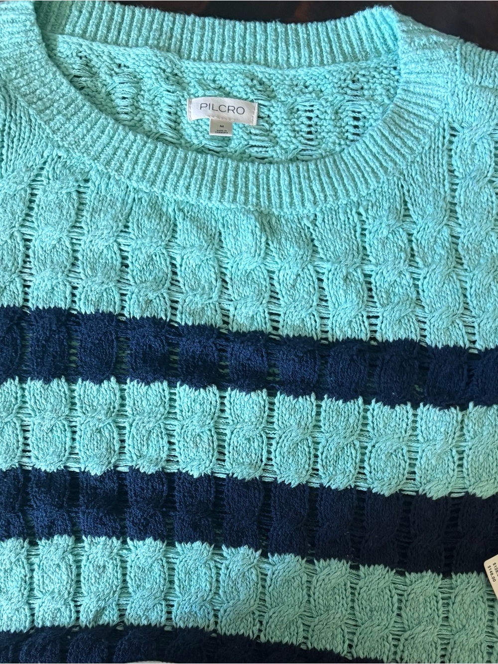 NWT Anthropologie Pilcro Cable Knit Striped Longline Med. Sweater- $128 RETAIL! - Picture 5 of 5